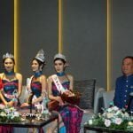 post-event press conference (L-R): 2nd runner-up Miss Melaka Yoong Jia Yi ???, winner Miss Manila Anie Uson & 1st runner-up Miss Tangerang Joan Angelina, with pageant title founder Tan Sri Datuk Danny Ooi