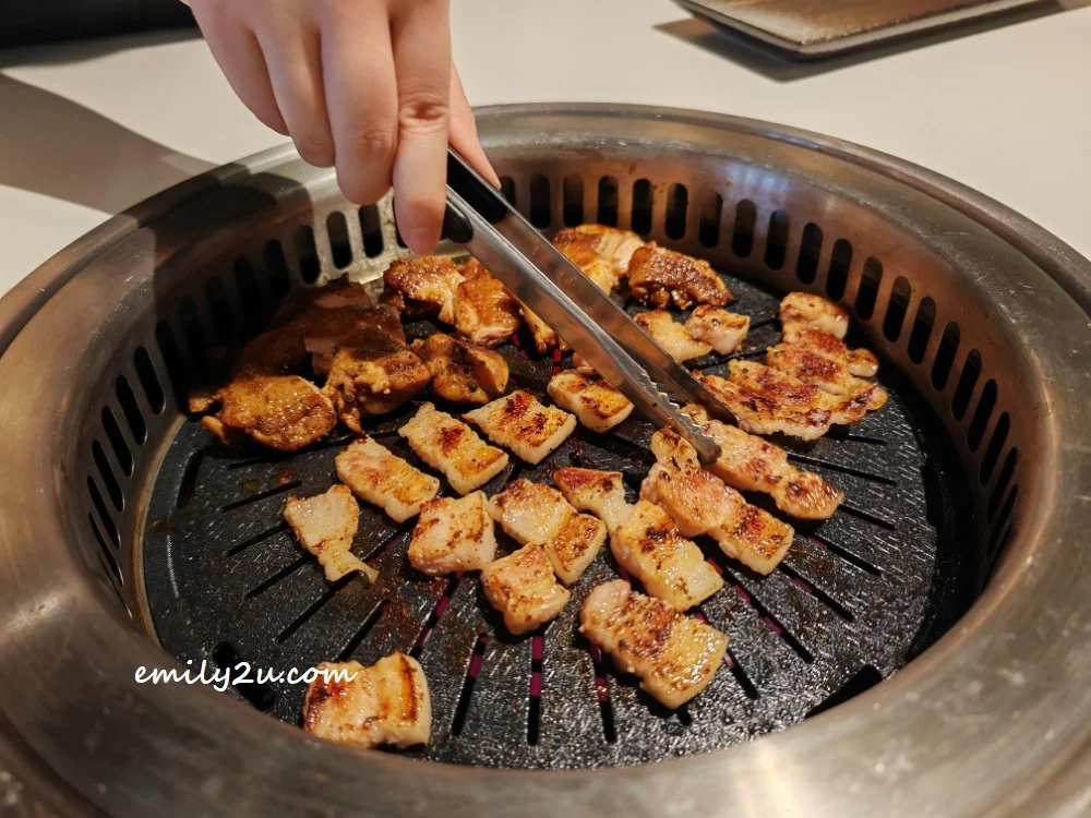 grilling the meat