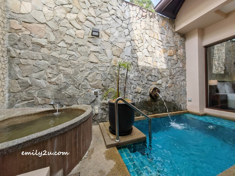 private geothermal hotsprings whirlpool and plunge pool