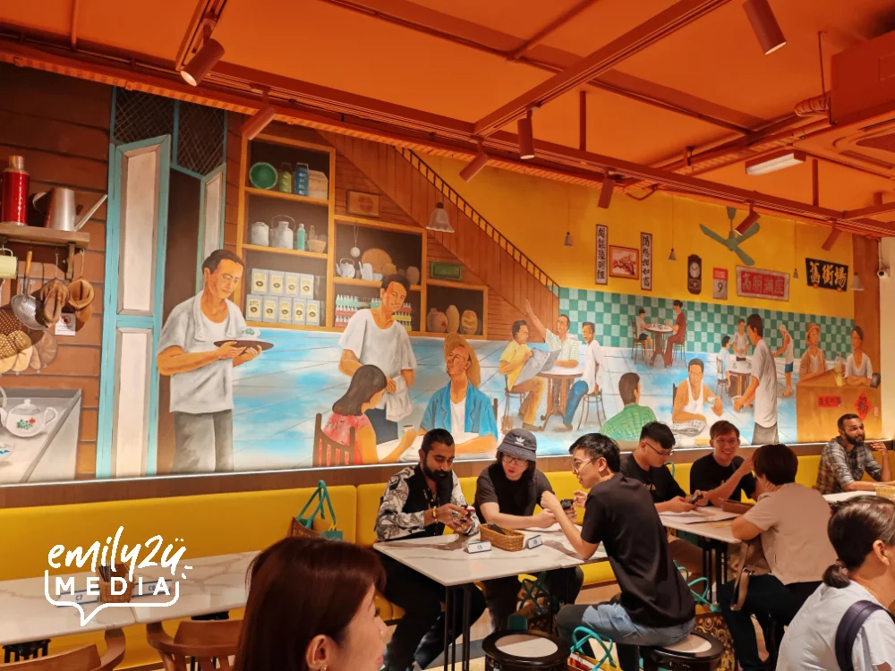 1970s kopitiam scene wall mural by artist Chin Choon Yau