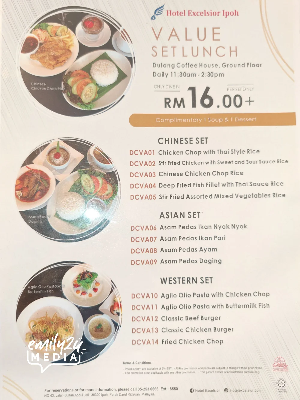 Hotel Excelsior Ipoh Value Set Lunch menu