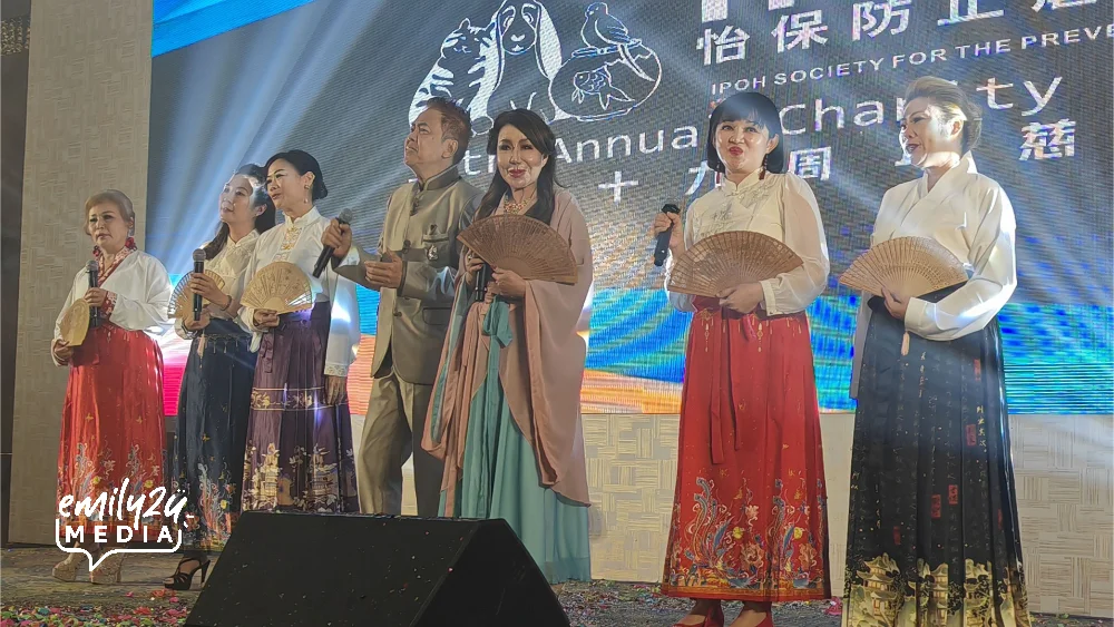 Datin Maylene Yong and singers from her Glitterama Ladies Charity Group, plus their vocal coach