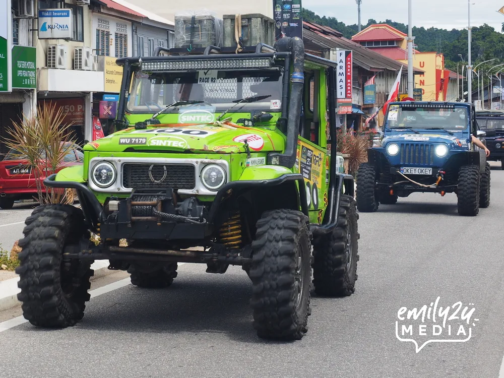 the convoy of 4WD vehicles passes through Lenggong town in Perak to begin the Prologue Special Stages of RFC 2024