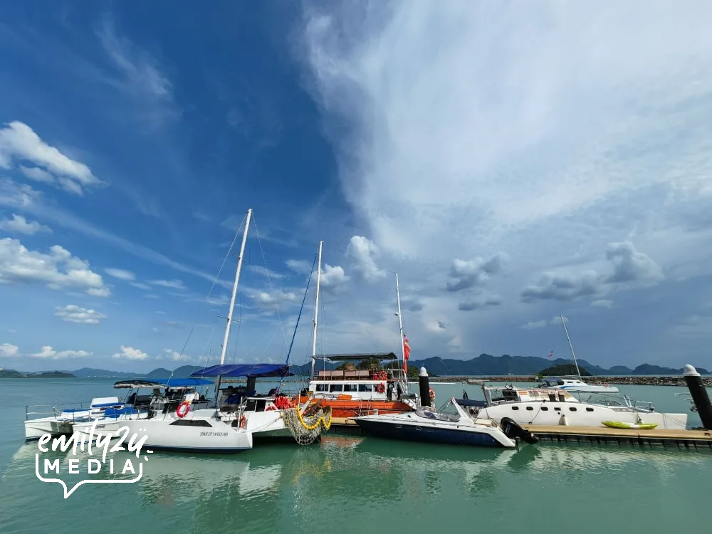 Seasation in orange, parked at the Resorts World Langkawi Marina