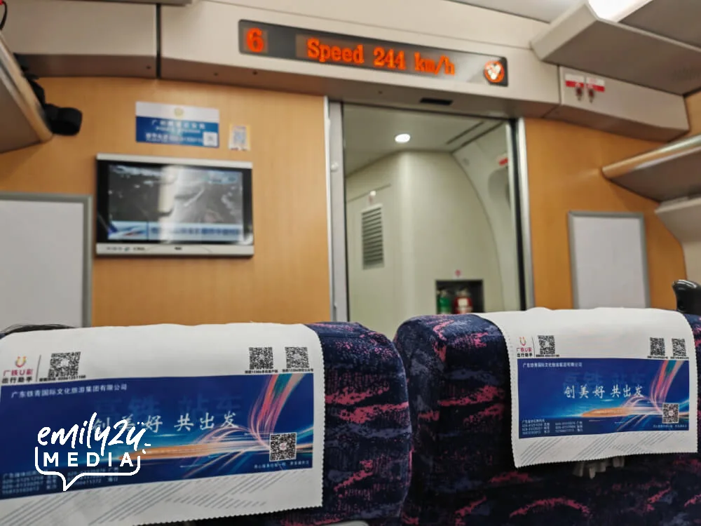onboard our high-speed train with speeds going above 240km/h