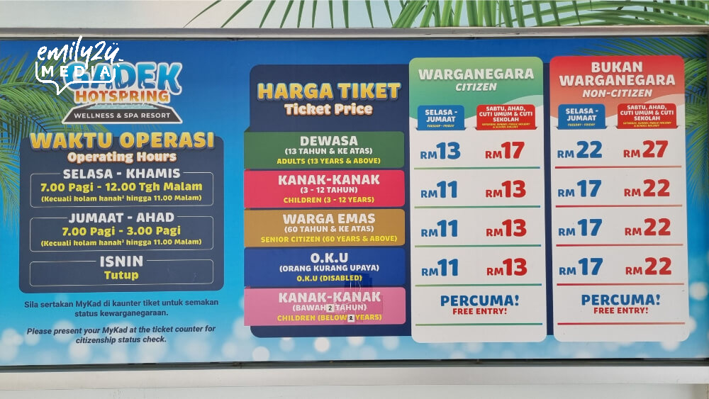 operating hours and ticket prices