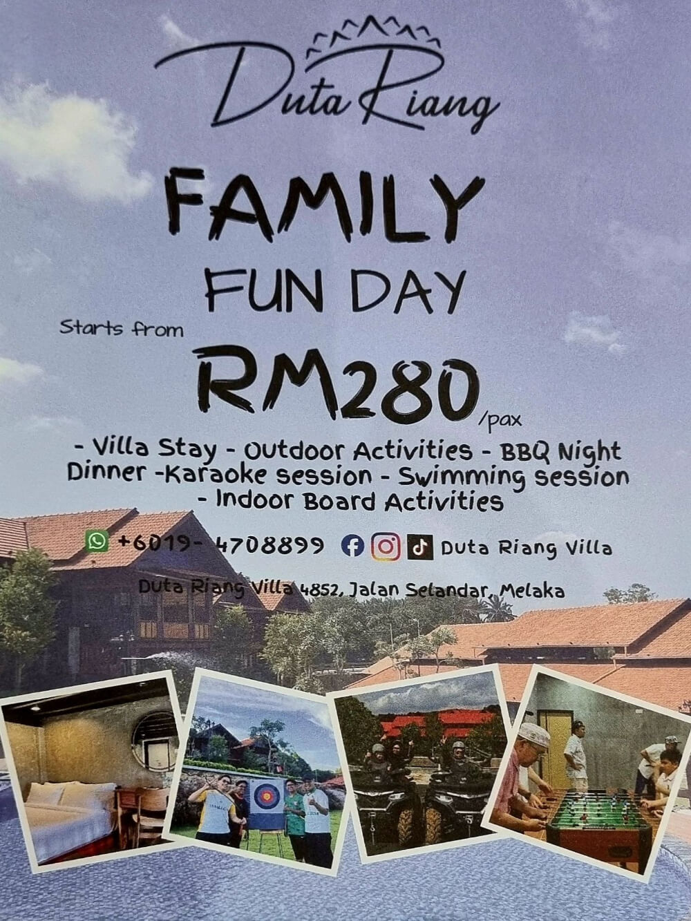 Duta Riang Villa Family fun Day package